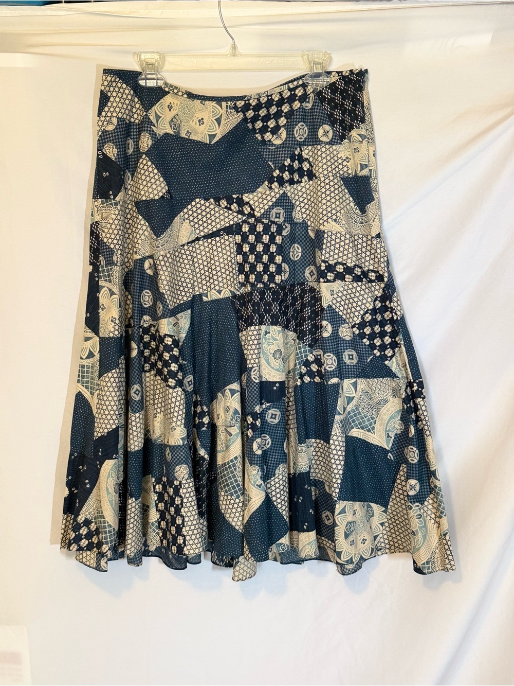 VTG Y2K Lauren Ralph Lauren Indigo Patchwork Cotton Maxi Skirt Size 12 (XX)